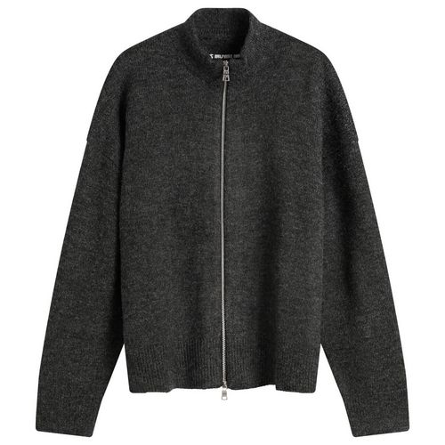 Men's Mohair Blend Knit Track Jacket Charcoal