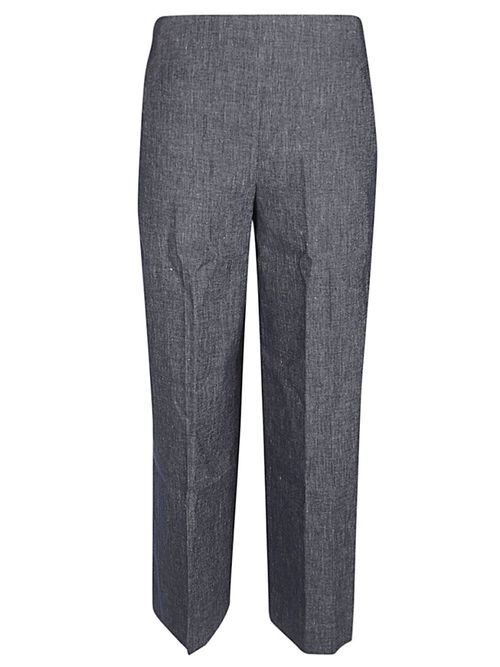 Dark Grey Straight Leg Linen Blend Trousers