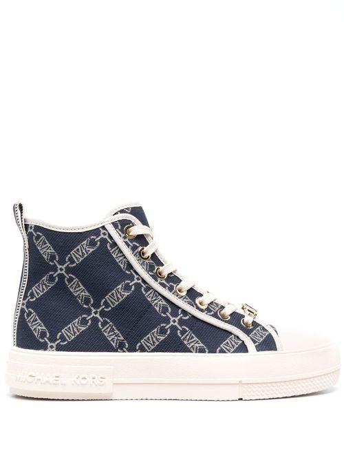 Monogram-pattern low-top sneakers - Blue