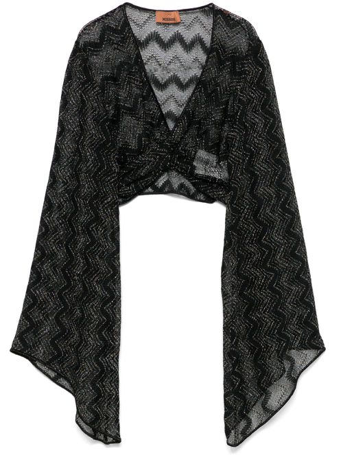 Crochet-knit cropped top - Black