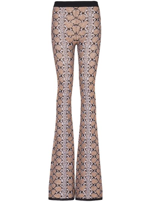 Python-jacquard glittered bootcut trousers - Neutrals
