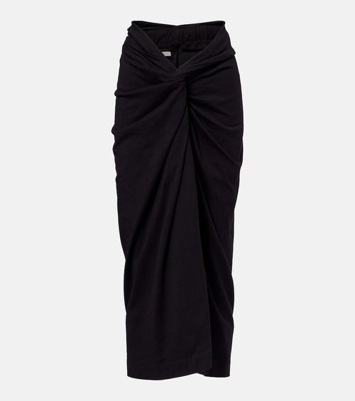 Gathered cotton midi skirt