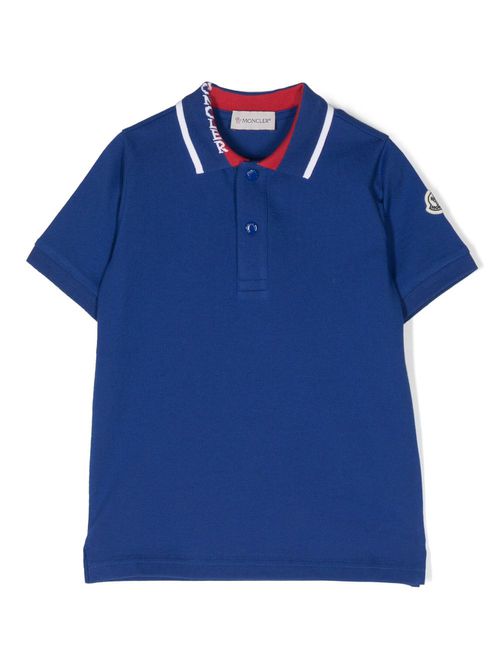 Logo-patch cotton polo shirt - Blue