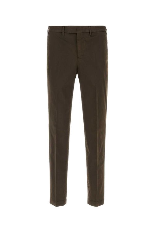 Cotton-Elastane Trousers — Brown