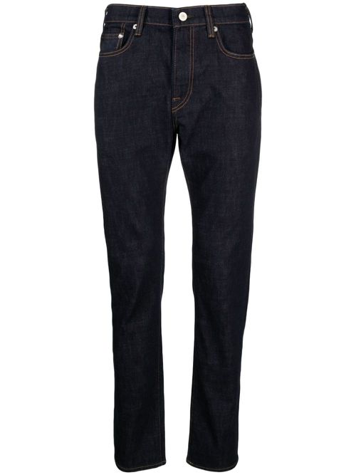 Contrast-stitching dark-wash jeans - Blue