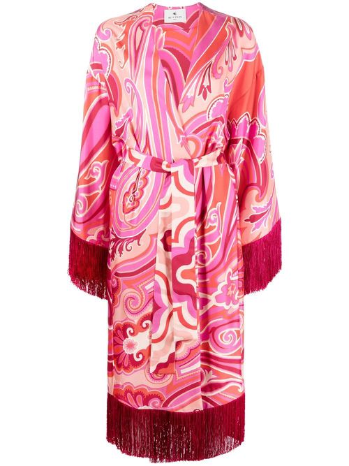 Paisley-print fringed jacket - Pink