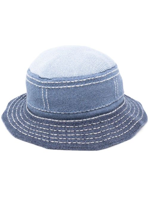 Contrast stitching bucket hat - Blue