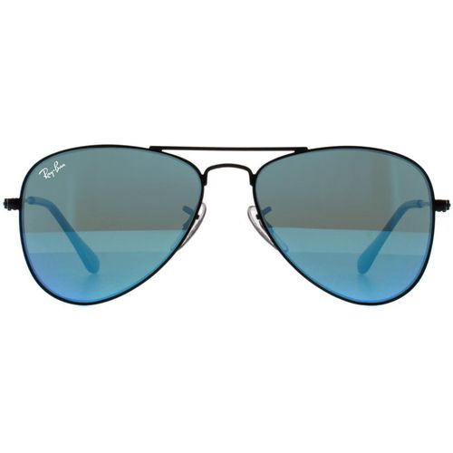 Ray-Ban Junior Childrens Unisex Sunglasses 9506 201/55 Black Blue Flash Mirror Metal - One Size