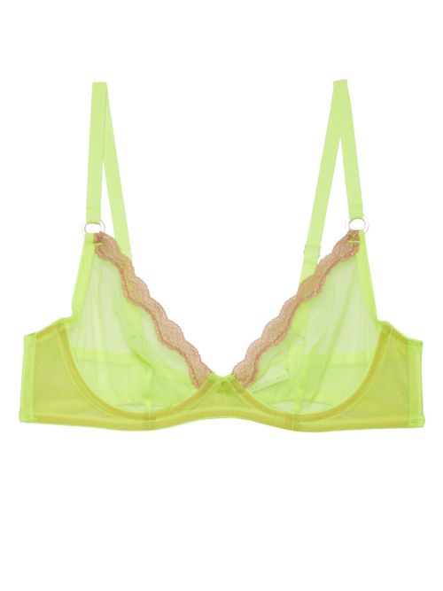 Lace-detail underwire-cup bra - Green