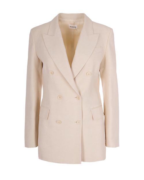 Double-Breasted Viscose Blazer — Beige