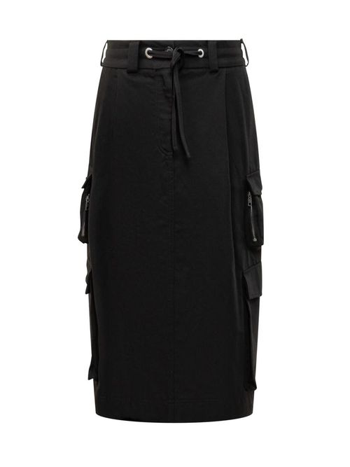 Black Cotton Cargo Skirt