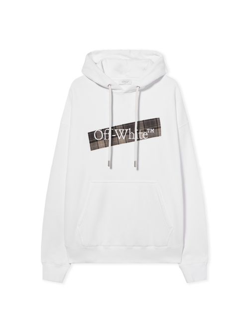 Diagonal Flannel Hoodie - Male Sweatshirts White