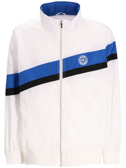 Stripe-detail bomber jacket - White
