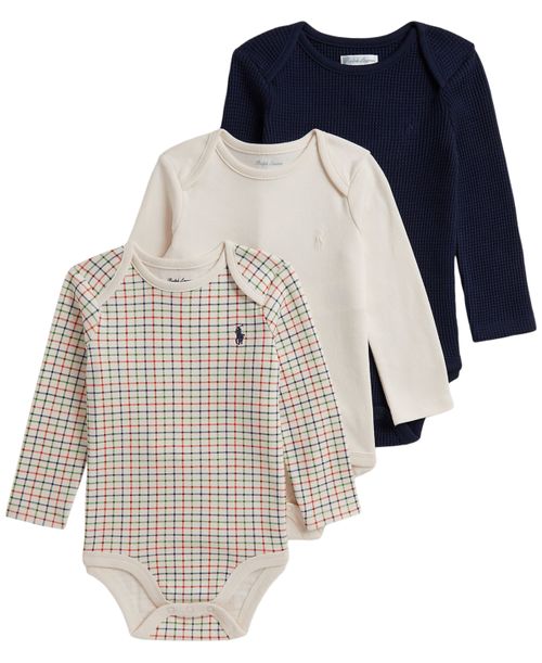 Baby Boys' Long-Sleeve Bodysuit, 3-Pack - Havenswood Tattersall