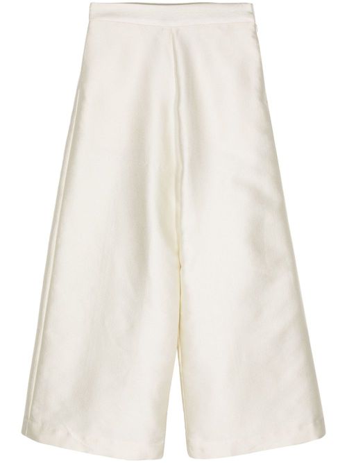 Satin-finish palazzo trousers - Neutrals