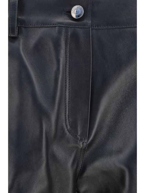 Leather Straight-Leg Trousers — Black