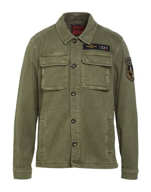 Man Jacket Military green Size 40 Cotton, Elastane