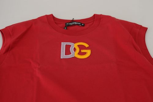 Logo-Embroidered Cotton Tank Top — Red