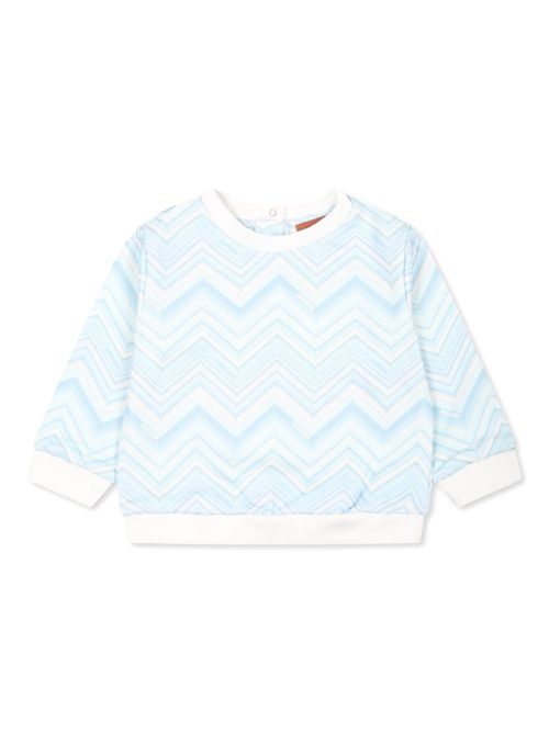 Chevron-print cotton sweatshirt - Blue