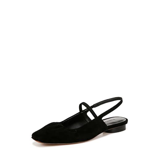 Vince Womens Venice Square Toe Slingback Flat Elm Wood Brown Suede