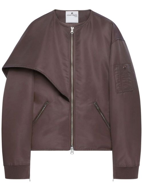 Bow-collar bomber jacket - Brown