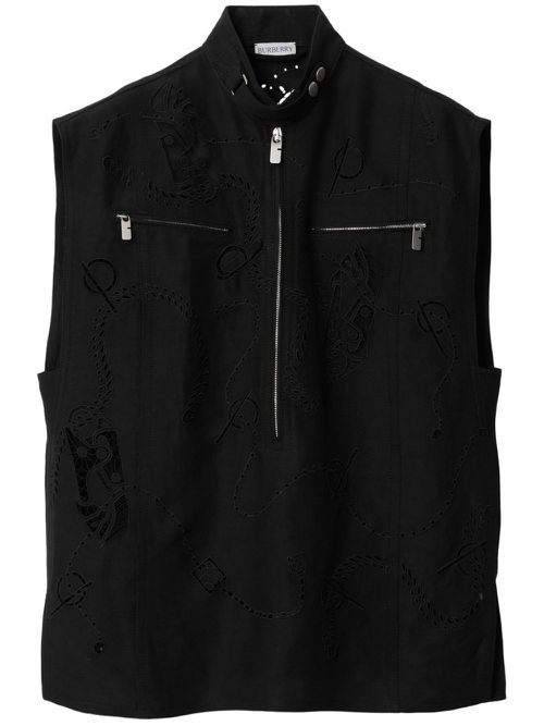 Broderie anglaise canvas vest - Black