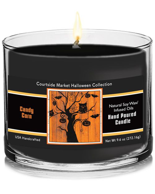 Halloween Collection Spooky Owl In Tree Candy Corn Soy Wax Candle