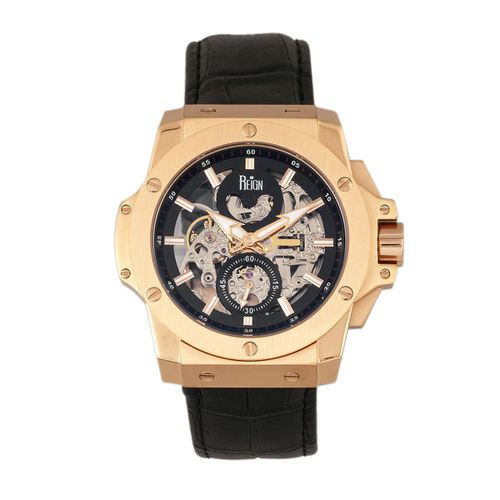 Commodus Automatic Skeleton Leather-Band Watch