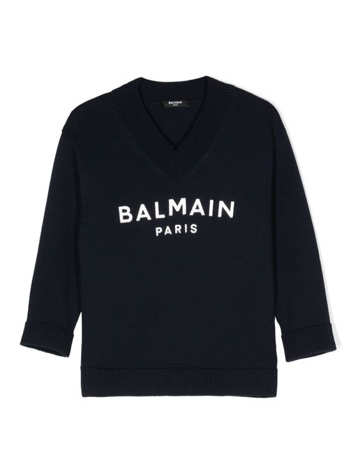 Metallic intarsia-logo jumper - Blue