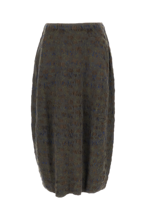 Multicolor Jacquard Knit Midi Skirt With Elasticated Waist