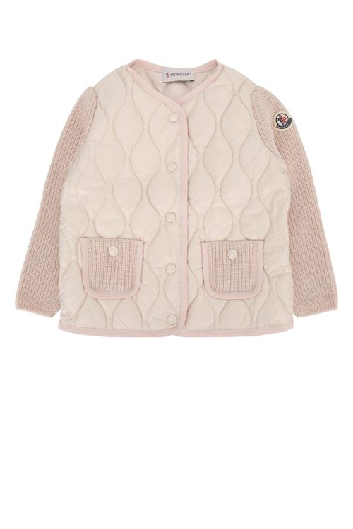 Quilted Knit-Hybrid Jacket — Pink