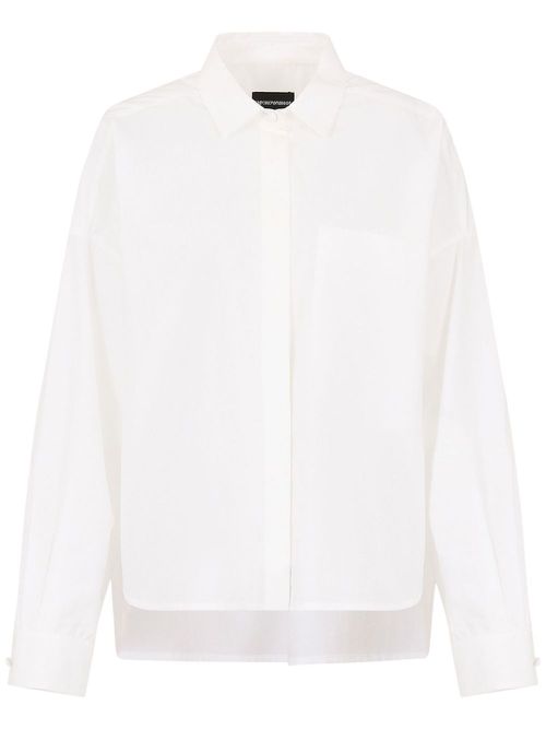 Drop-shoulder cotton shirt - White