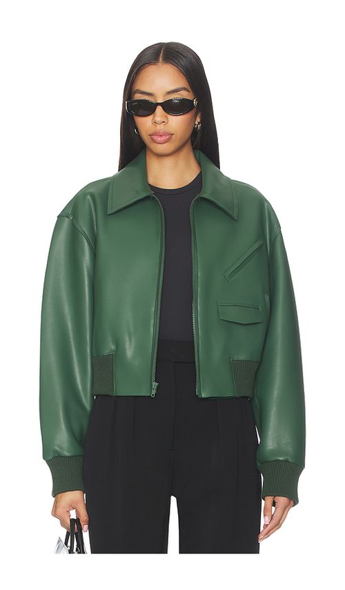 Norma Kamali Mens Zip Front Classic Cropped Jacket en Army. XXS. Also en XS, S