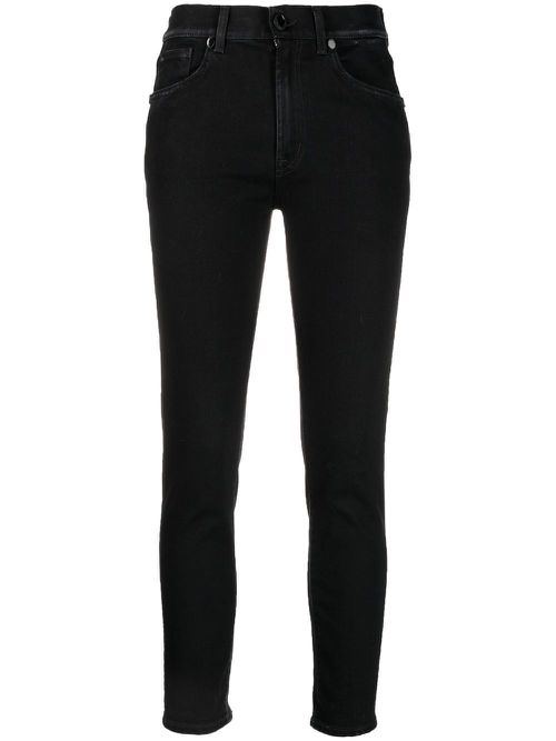 High-waisted cropped skinny jeans - Black