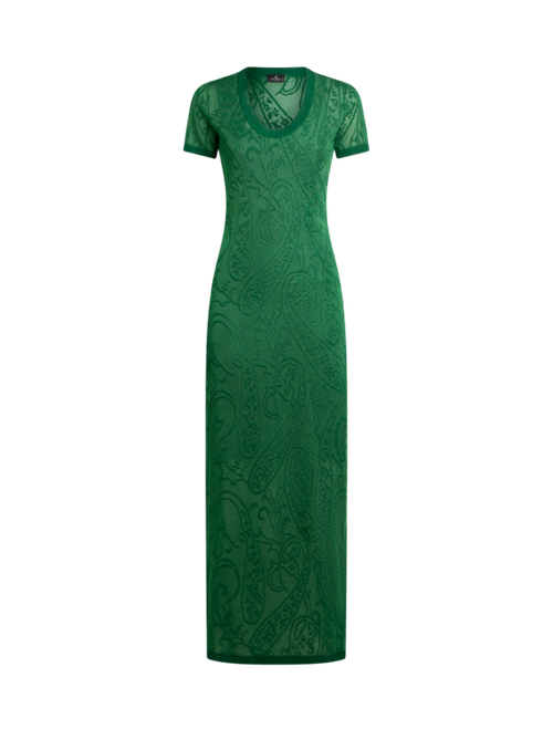 Jacquard Long Dress With Floral Paisley Motif