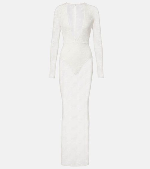 Bridal sheer lace gown