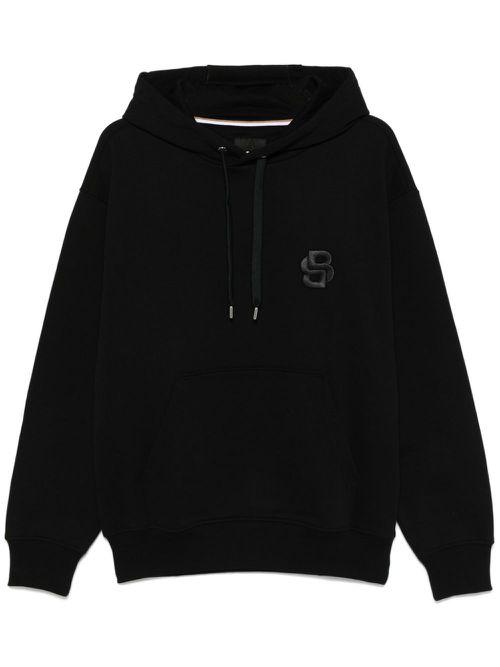 Double B monogram cotton hoodie - Black