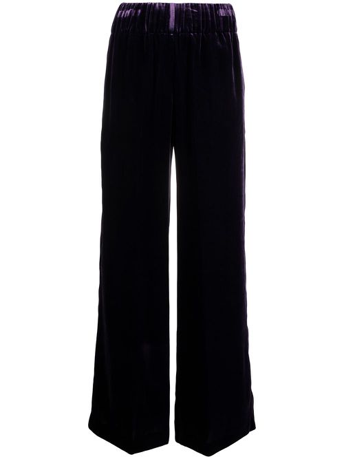 Wide leg velour trousers - Purple