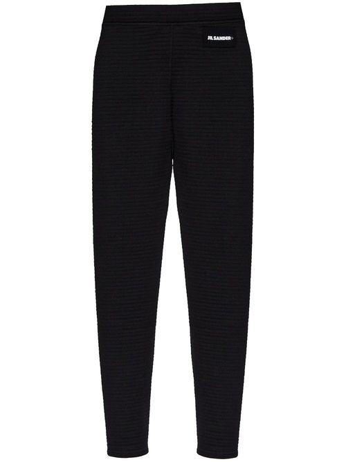Logo-patch ribbed leggings - Black