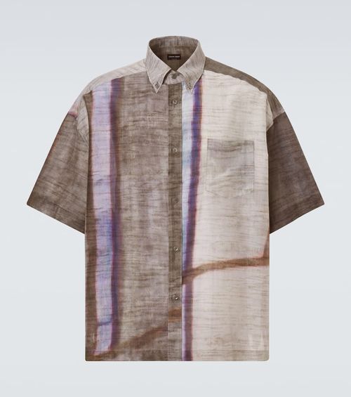 Printed cotton and silk bowling shirt