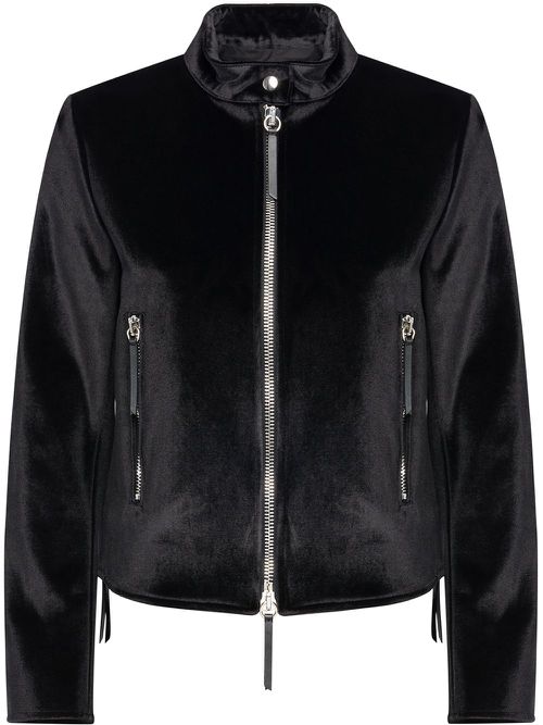 Velvet zip-up jacket - Black