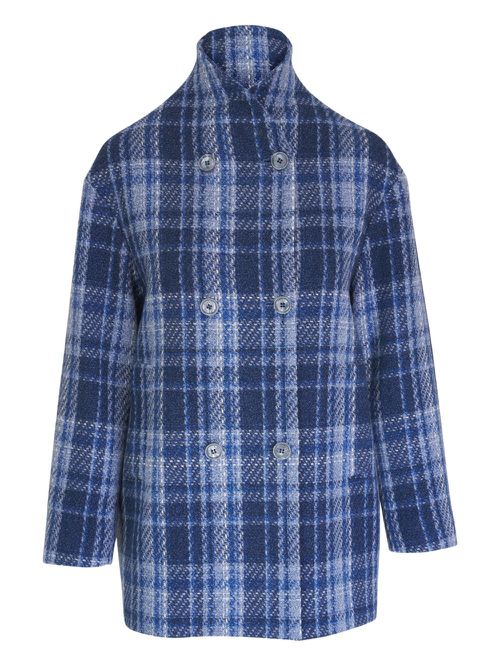 Kiton checked coat - Blue