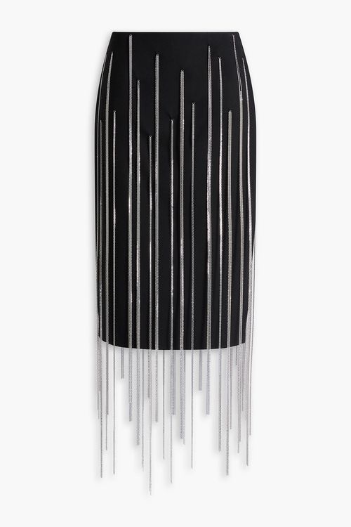 Chain-embellished grain de poudre pencil skirt - Black - UK 8