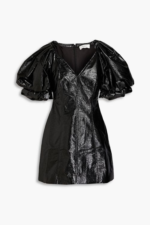Park crinkled faux leather mini dress