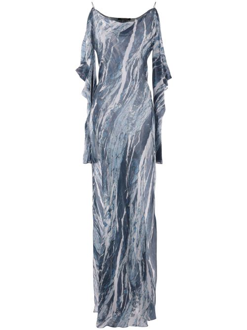 Marble-pattern dress - Blue