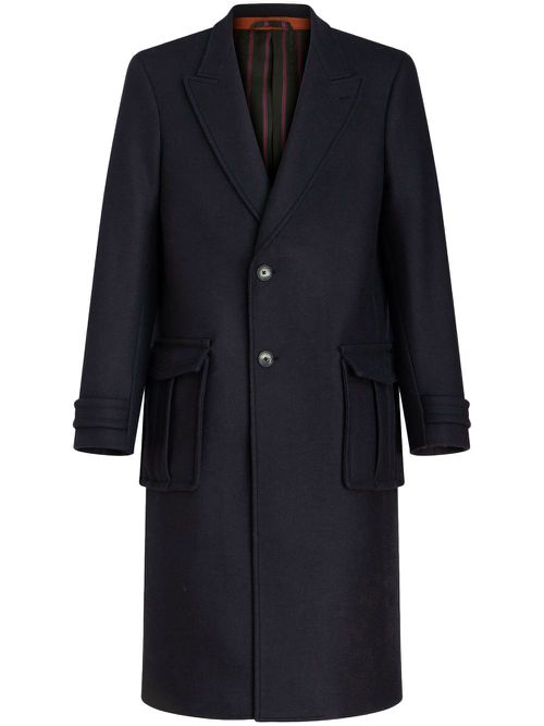 Single-breasted cargo-pocket coat - Black