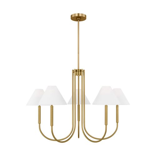 Satin Brass Six Light Chandelier from the Porteau Collection