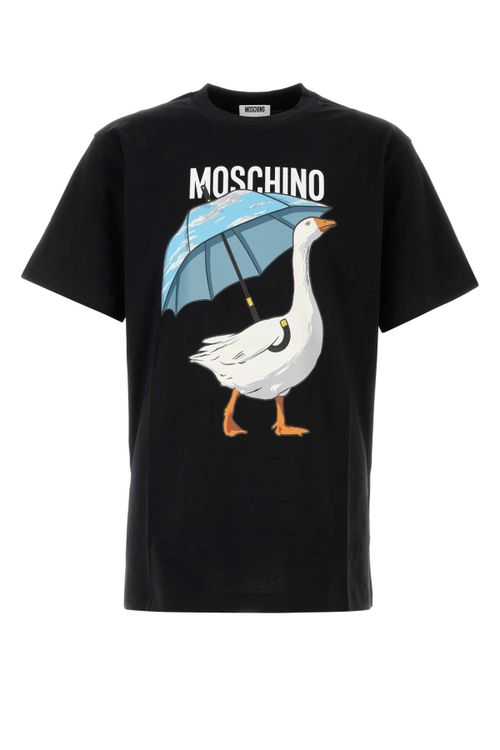 Goose-Print Cotton T-Shirt — Black