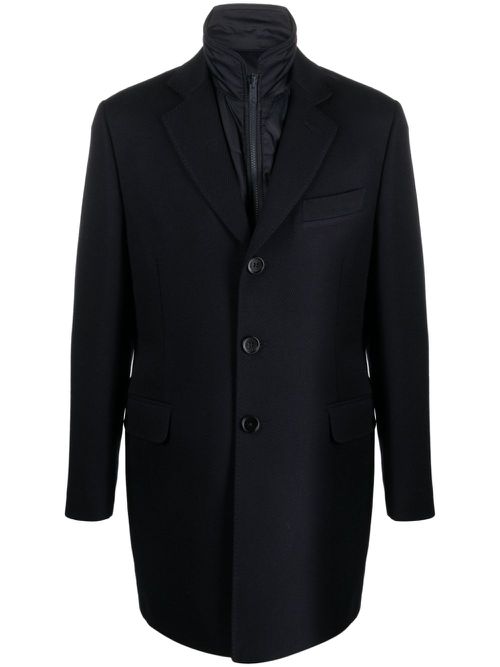 Layered single-breasted coat - Blue