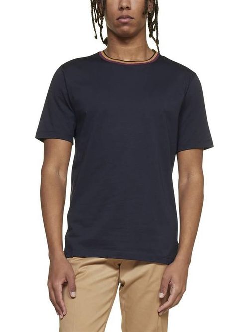 Stripe-trim organic cotton T-shirt